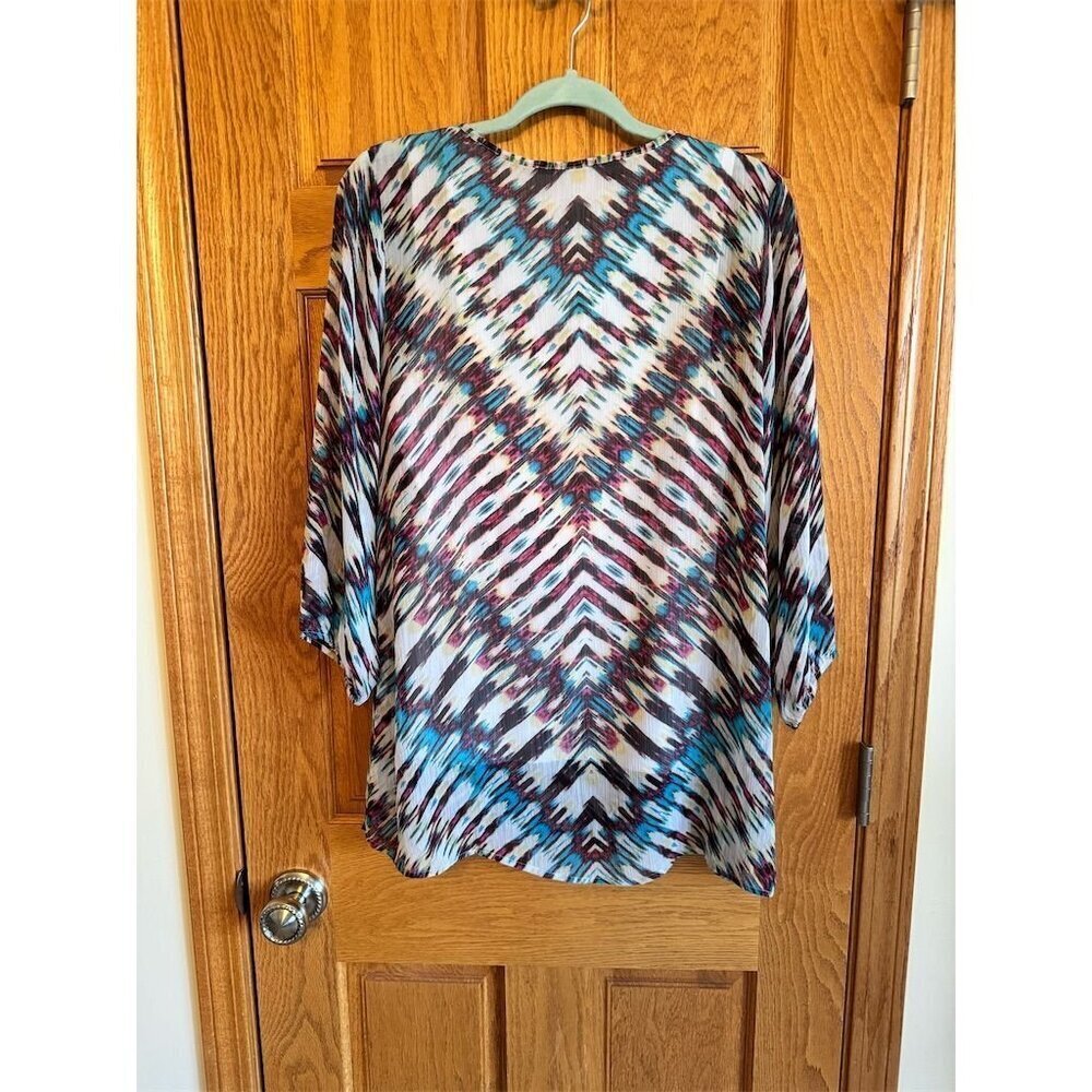 Miraclebody by Miraclesuit Women's Geometric Blouse 3/4 Sleeve L - Picture 2 of 5